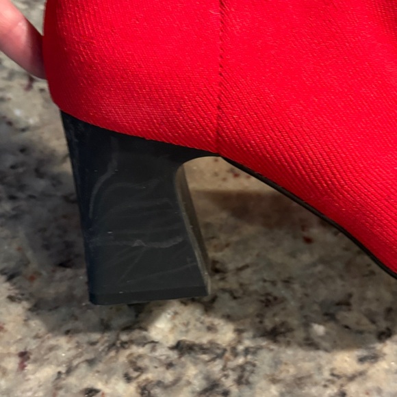 Zara Vibrant Red Knit Heeled Boots - Picture 3 of 6